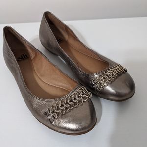 Sofft Gold Leather Metallic Ballet Flats
